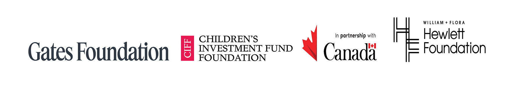 Gates Foundation, Children's Investment Fund Foundation, Global Affairs Canada, Hewlett Foundation logos